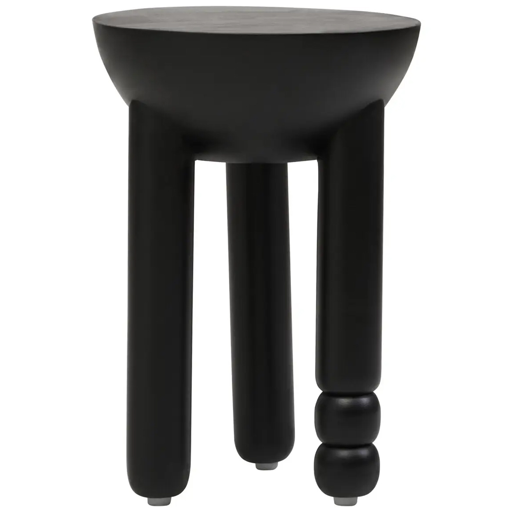 Walhalla Wooden Column Round Side Table In Black