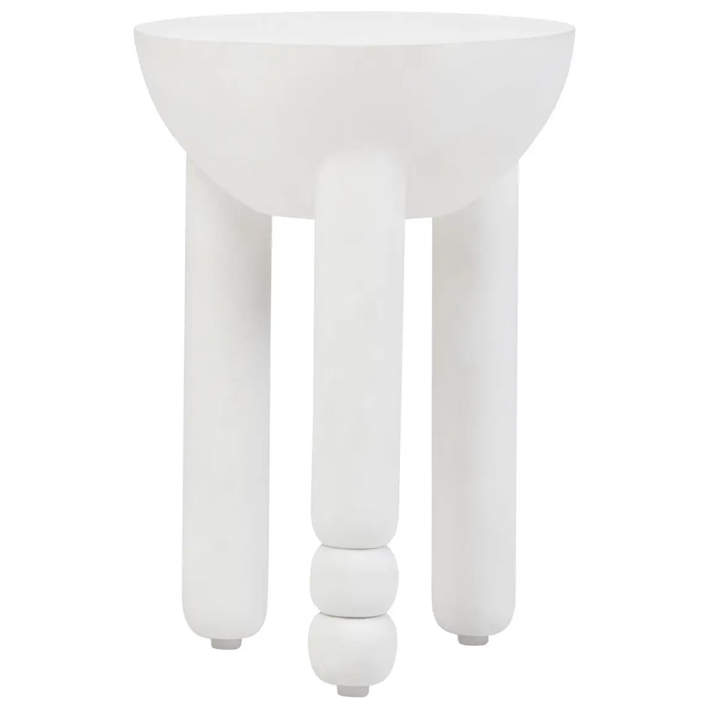 Walhalla Wooden Column Round Side Table In White
