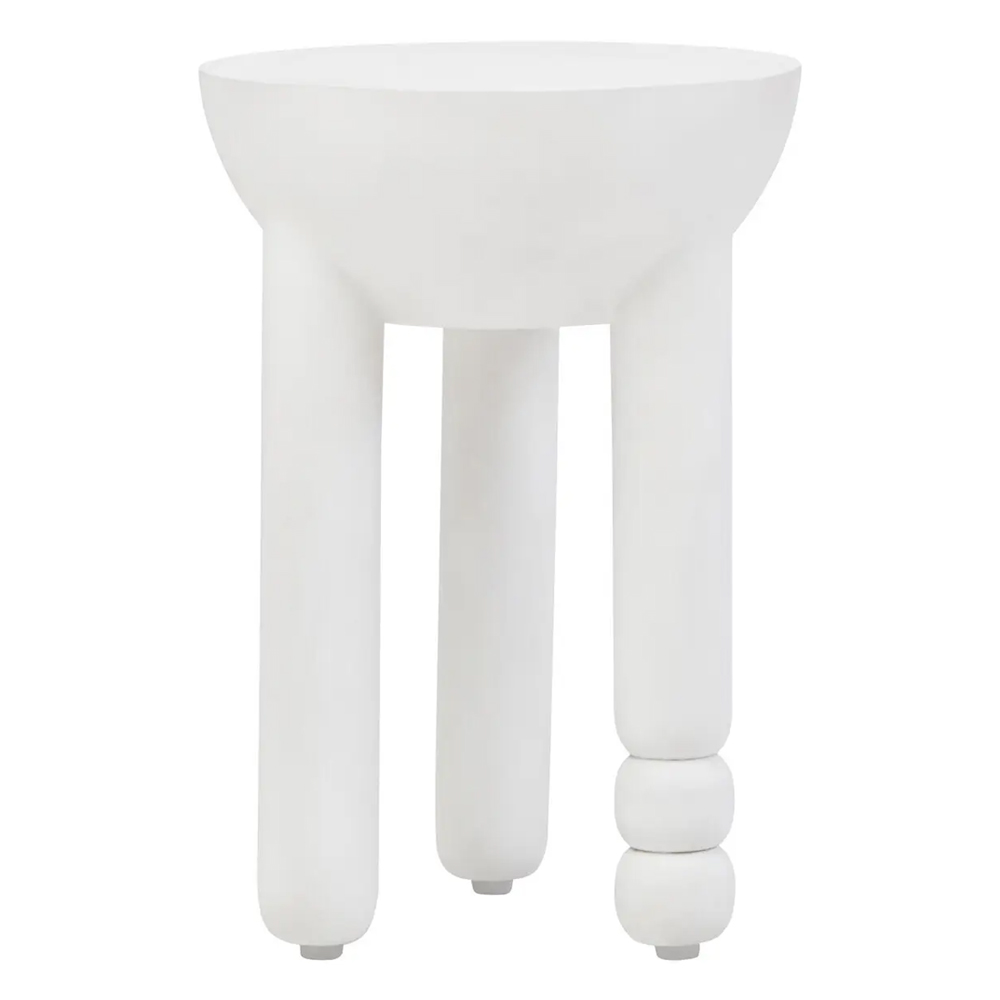 Walhalla Wooden Column Round Side Table In White