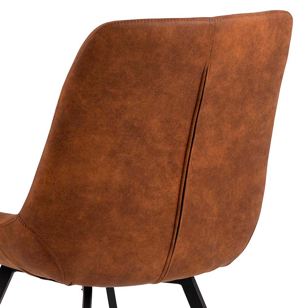 Walker Brown Fabric Dining Chairs With Black Legs In Pair