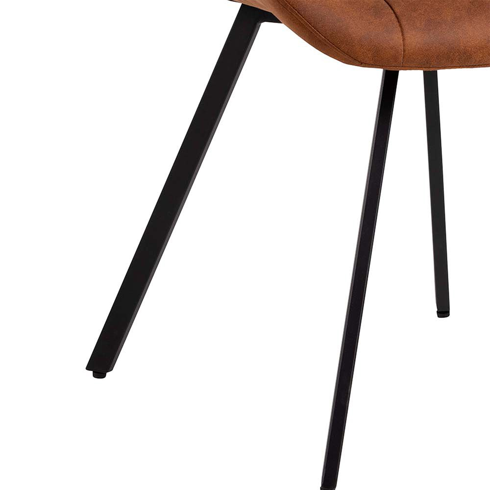Walker Brown Fabric Dining Chairs With Black Legs In Pair