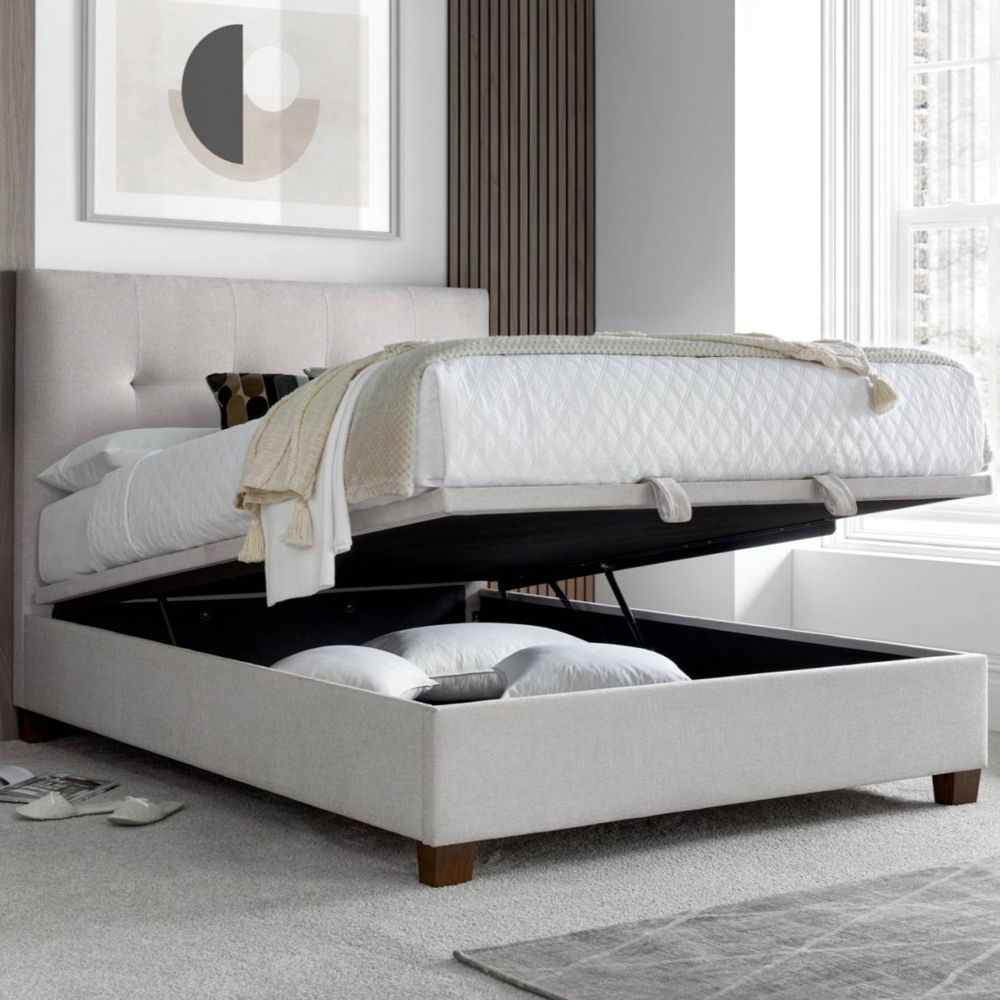 Walker Velvet Ottoman Storage Super King Size Bed In Clay