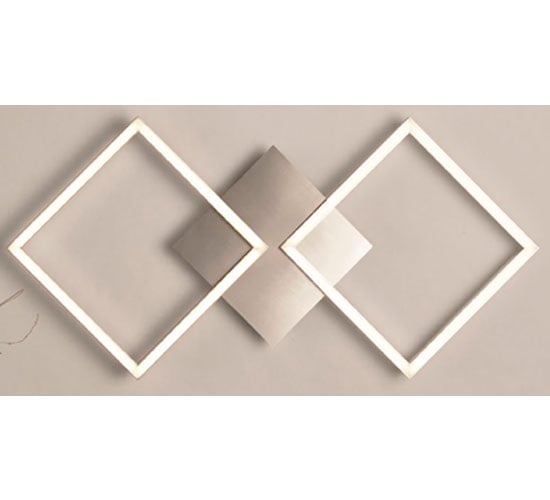 Wall Art 2 Large Square LED Wall Flush Light In Satin Silver