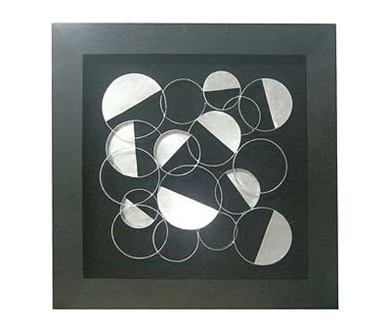 Product photograph of Framed Silver Discs Wall Art from Furniture in Fashion