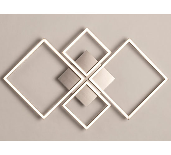 Photo of Wall art 4 square led wall flush fitting light in satin silver