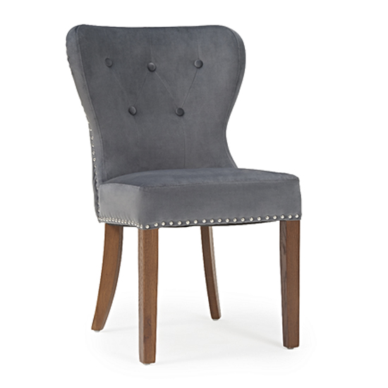 Wallace Grey Plush Fabric Dining Chairs In A Pair_2