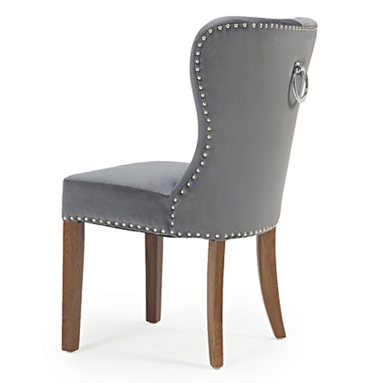 Wallace Grey Plush Fabric Dining Chairs In A Pair_5