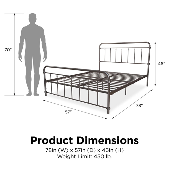 Wayne Metal Double Bed In Bronze