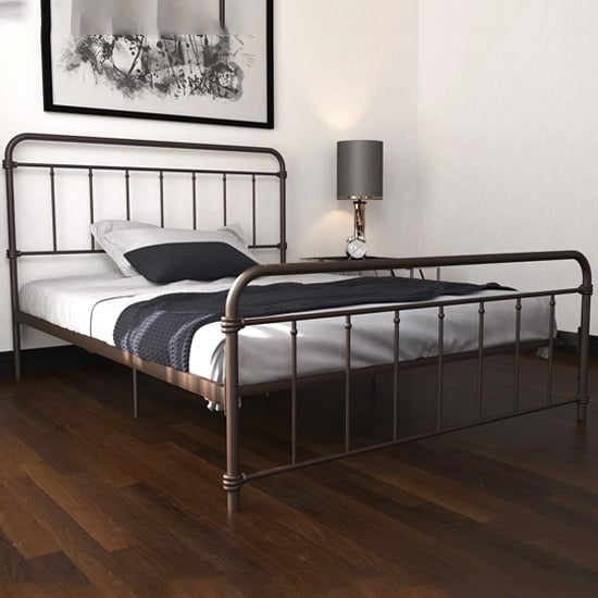 Product photograph of Wallach Metal Double Bed In Bronze from Furniture in Fashion