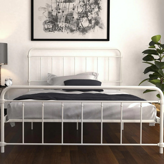 Wayne Metal King Size Bed In White