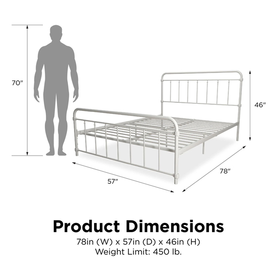 Wayne Metal King Size Bed In White