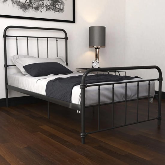 Product photograph of Wallach Metal Single Bed In Black from Furniture in Fashion