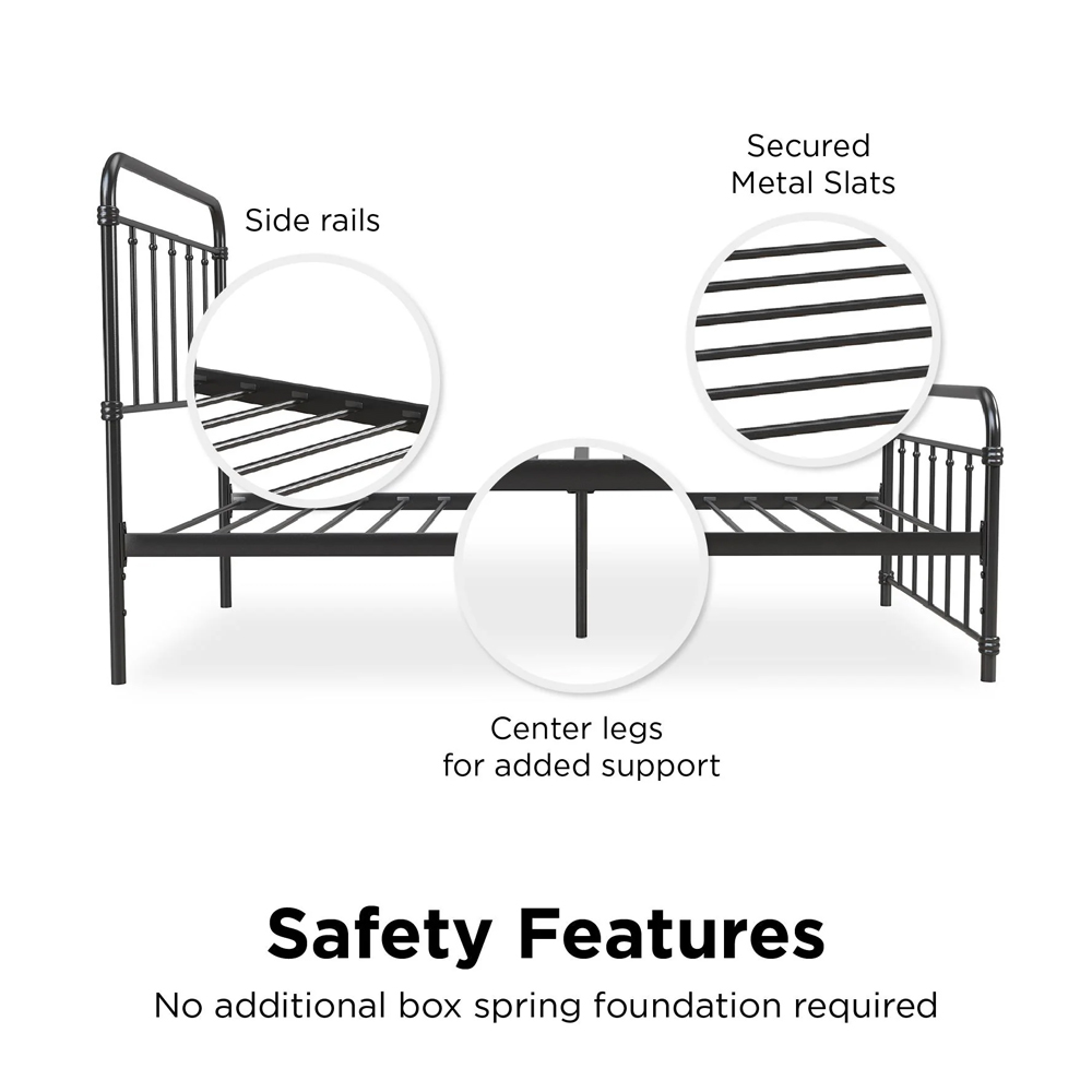 Wallach Metal Single Bed In Black