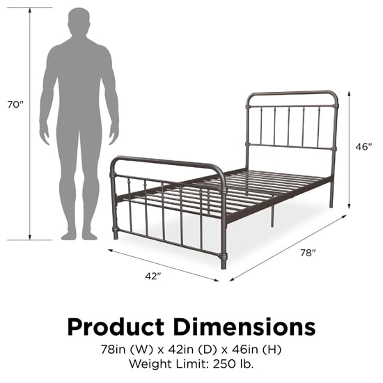 Wayne Metal Single Bed In Bronze