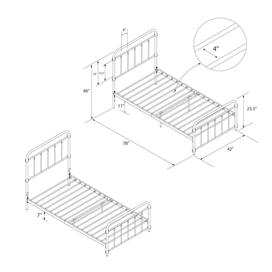 Wayne Metal Single Bed In Bronze