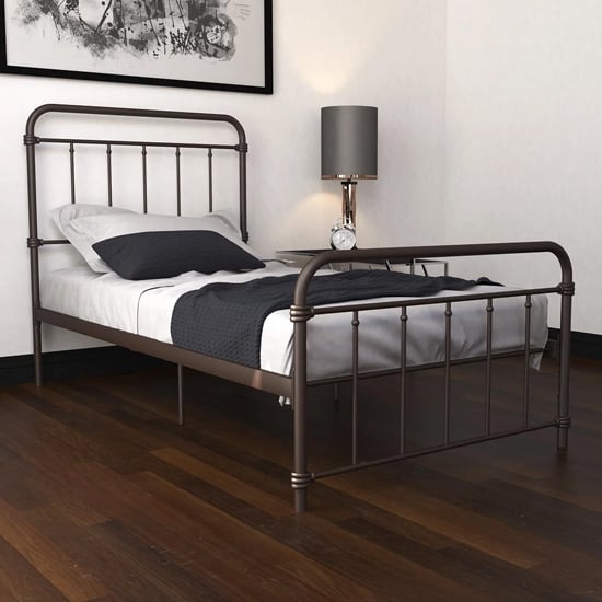Product photograph of Wallach Metal Single Bed In Bronze from Furniture in Fashion