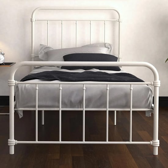 Wayne Metal Single Bed In White