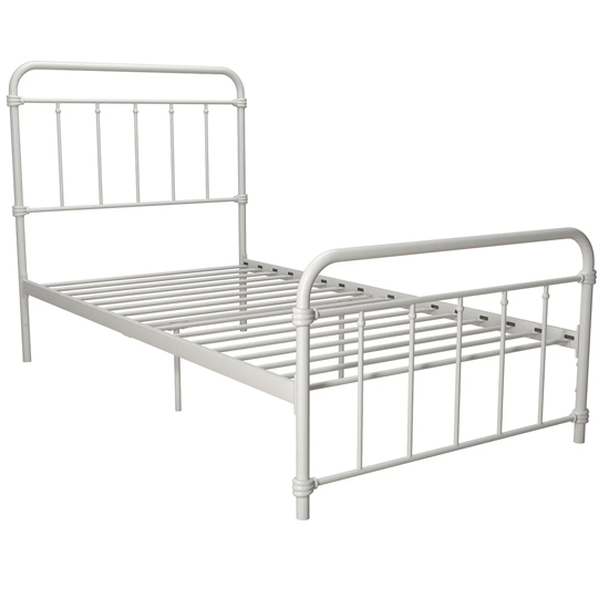 Wayne Metal Single Bed In White