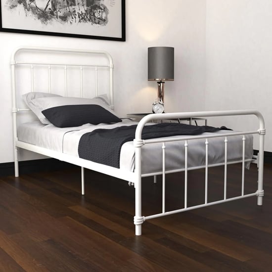 Product photograph of Wallach Metal Single Bed In White from Furniture in Fashion
