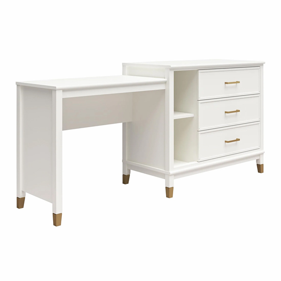 Waller 3 In 1 Wooden TV Stand With 3 Drawers In White
