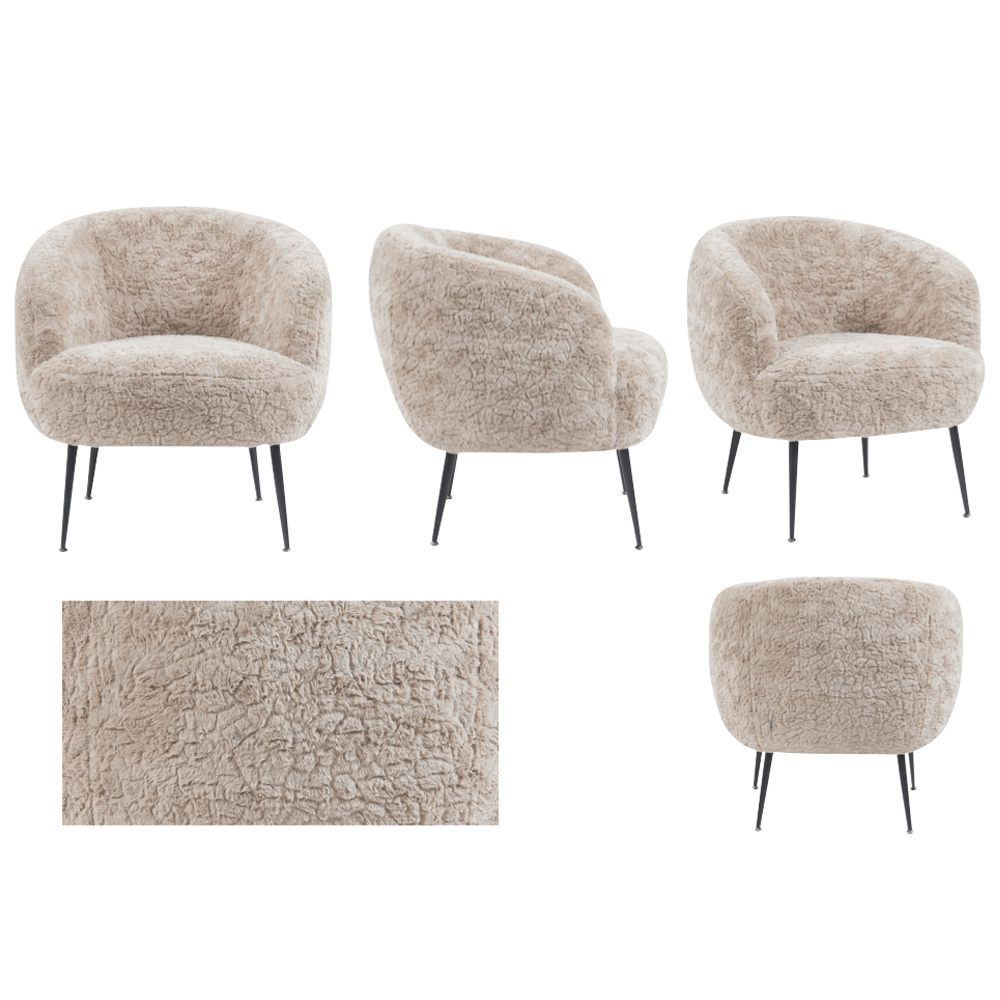 Waller Fabric Bedroom Chair With Black Legs In Fawn