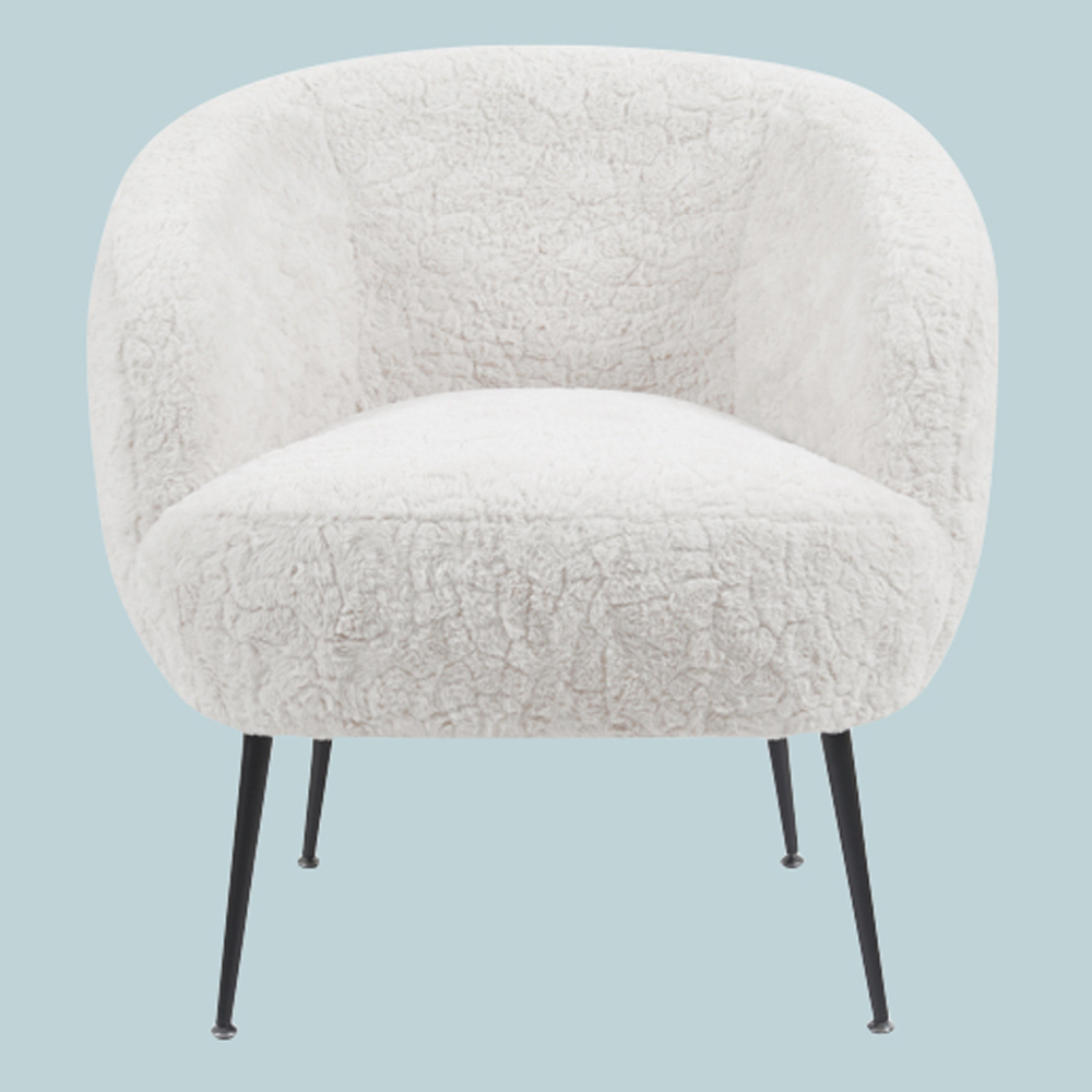Waller Fabric Bedroom Chair With Black Legs In Lamb White