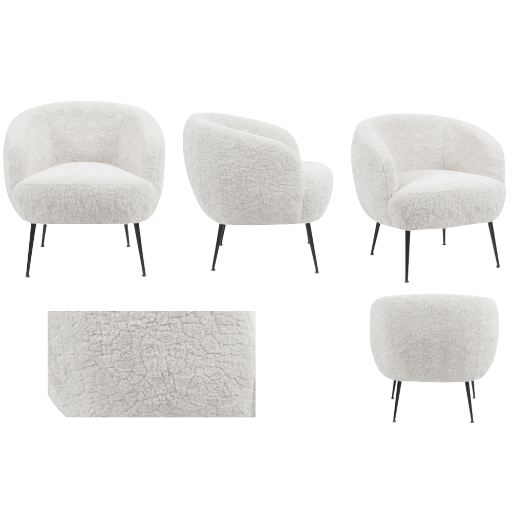 Waller Fabric Bedroom Chair With Black Legs In Lamb White