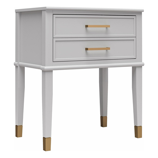Waller Wooden End Table With 2 Drawers In Dove Grey