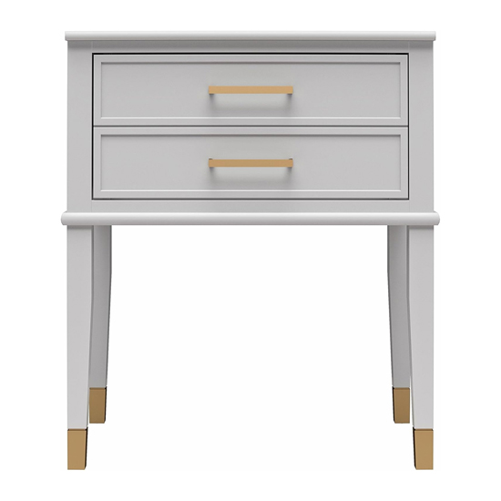 Waller Wooden End Table With 2 Drawers In Dove Grey