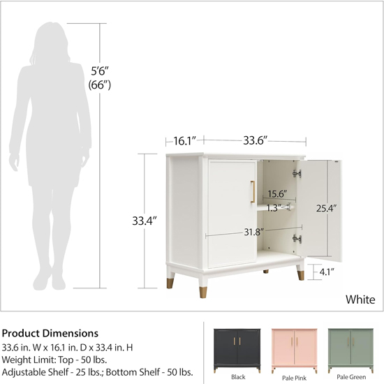 Waller Wooden Storage Cabinet With 2 Doors In Pale Green