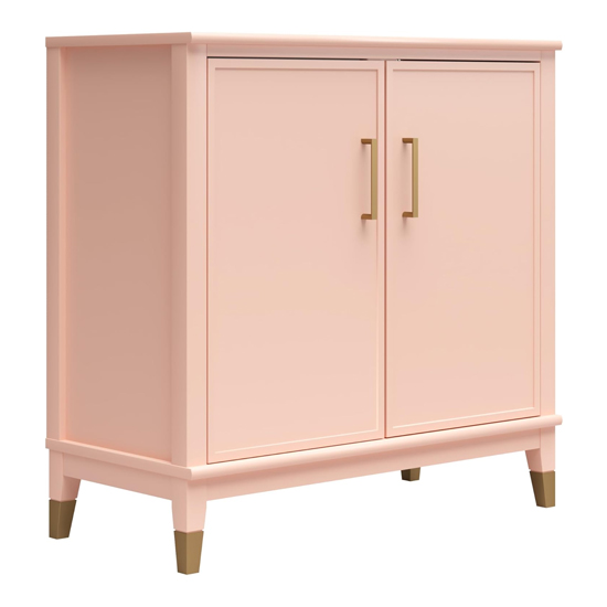 Waller Wooden Storage Cabinet With 2 Doors In Pale Pink