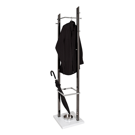 Wallingford Metal Coat Stand With Umbrella Stand In Dark Chrome