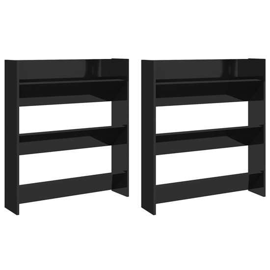 Walpi High Gloss Set Of 2 Wall Shoe Storage Rack In Black_3