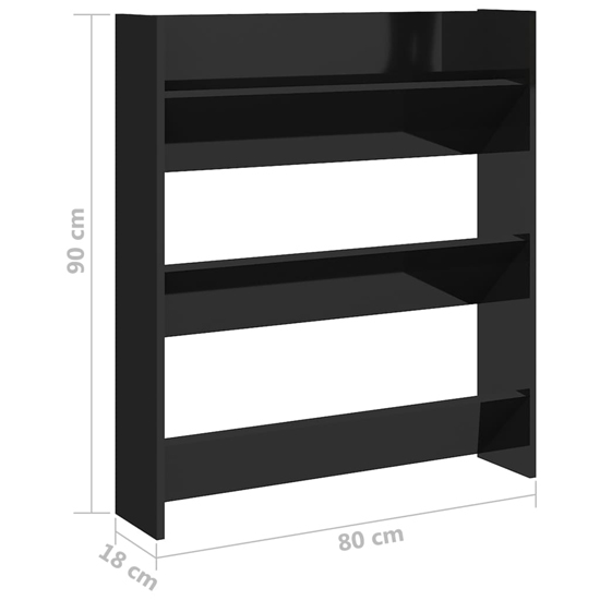 Walpi High Gloss Set Of 2 Wall Shoe Storage Rack In Black_6