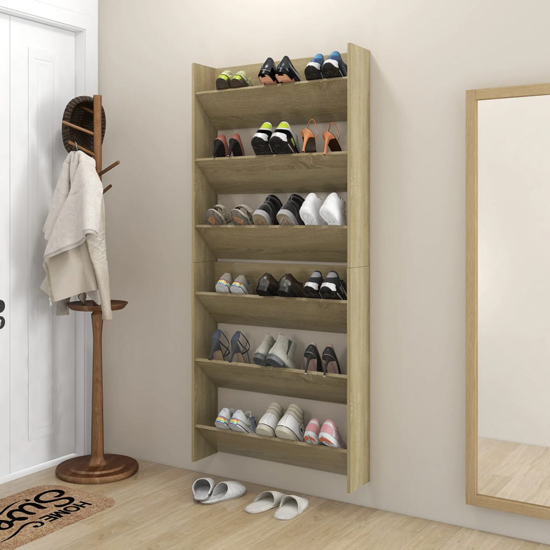 Aavatar 04 door brown 21 inch wall mounted modern shoerack metal shoe