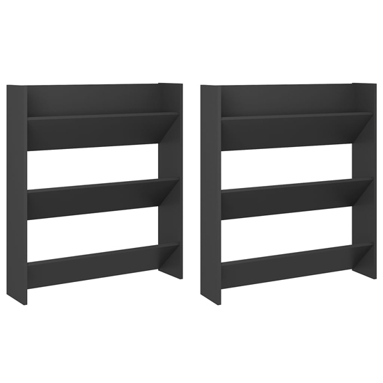 Walpi Wooden Set Of 2 Wall Shoe Storage Rack In Grey Furniture in Fashion