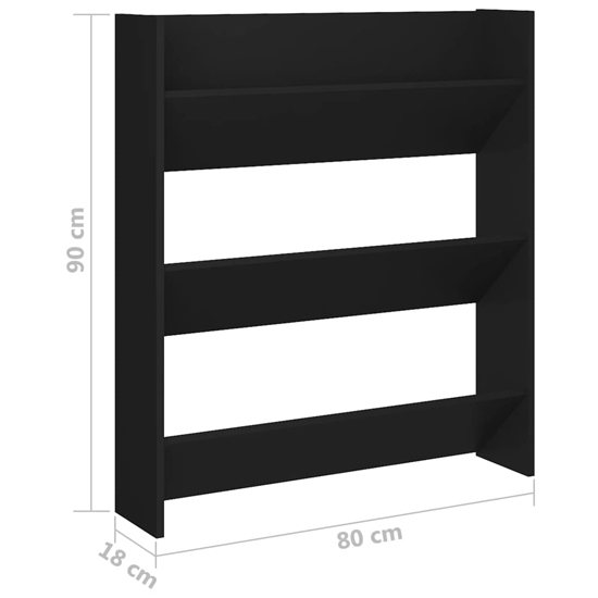 Walpi Wooden Wall Shoe Storage Rack In Black
