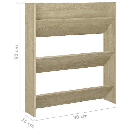 Walpi Wooden Wall Shoe Storage Rack In Sonoma Oak