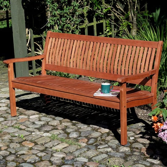 Photo of Walsall 1.5m wooden seating bench in factory stain