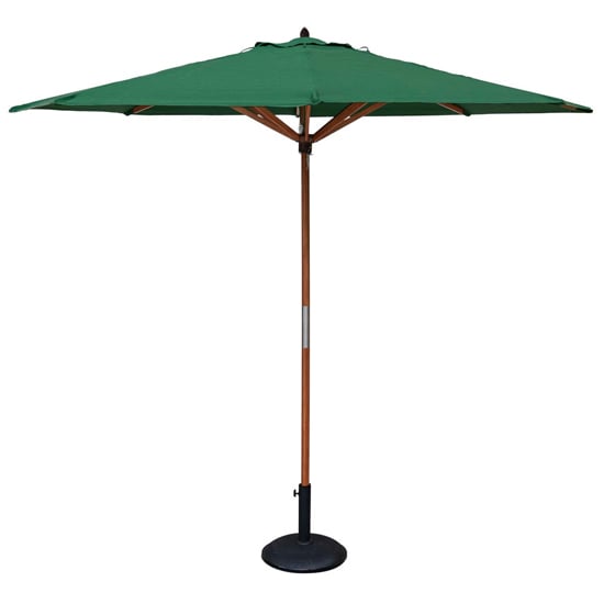 Walsall Green Polyester Parasol With Wooden Pole And Base