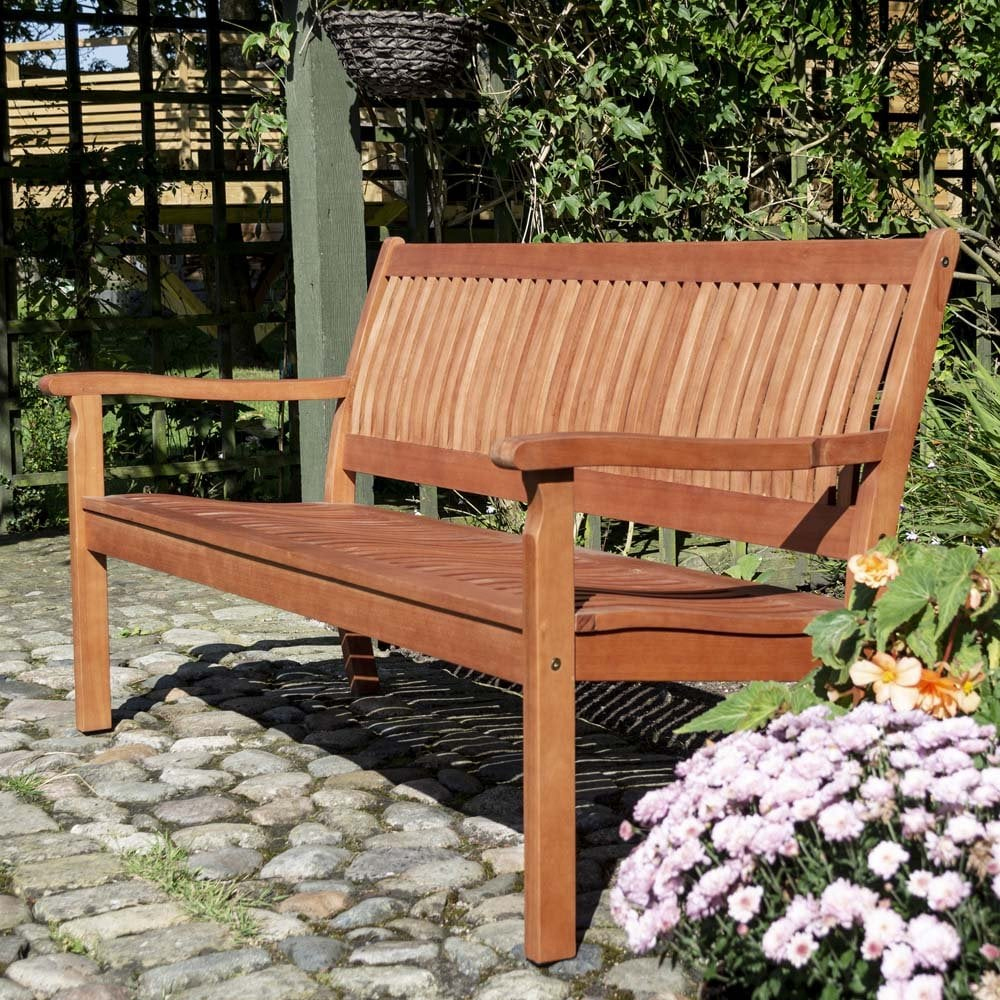 Walsall Wooden Garden 3 Seater Bench In Natural