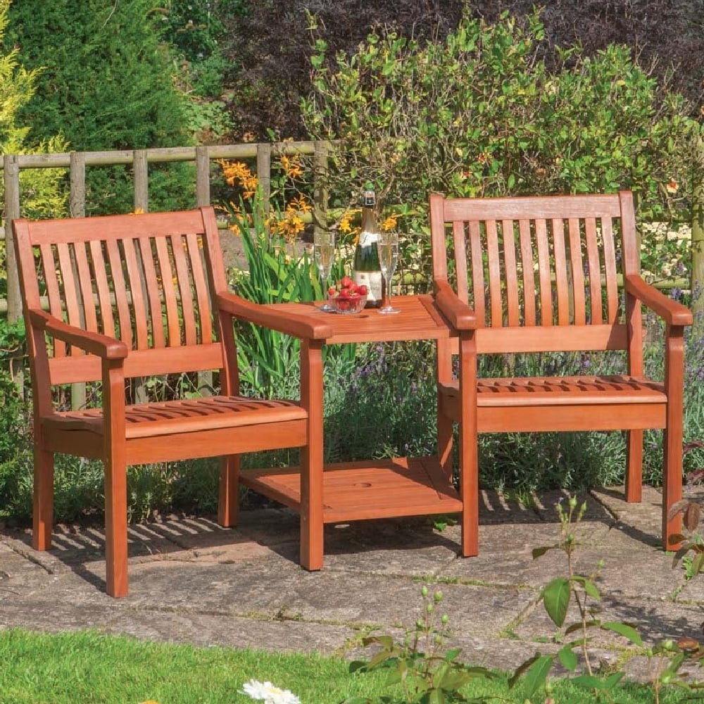 Walsall Wooden Garden Companion Seat In Honey Brown