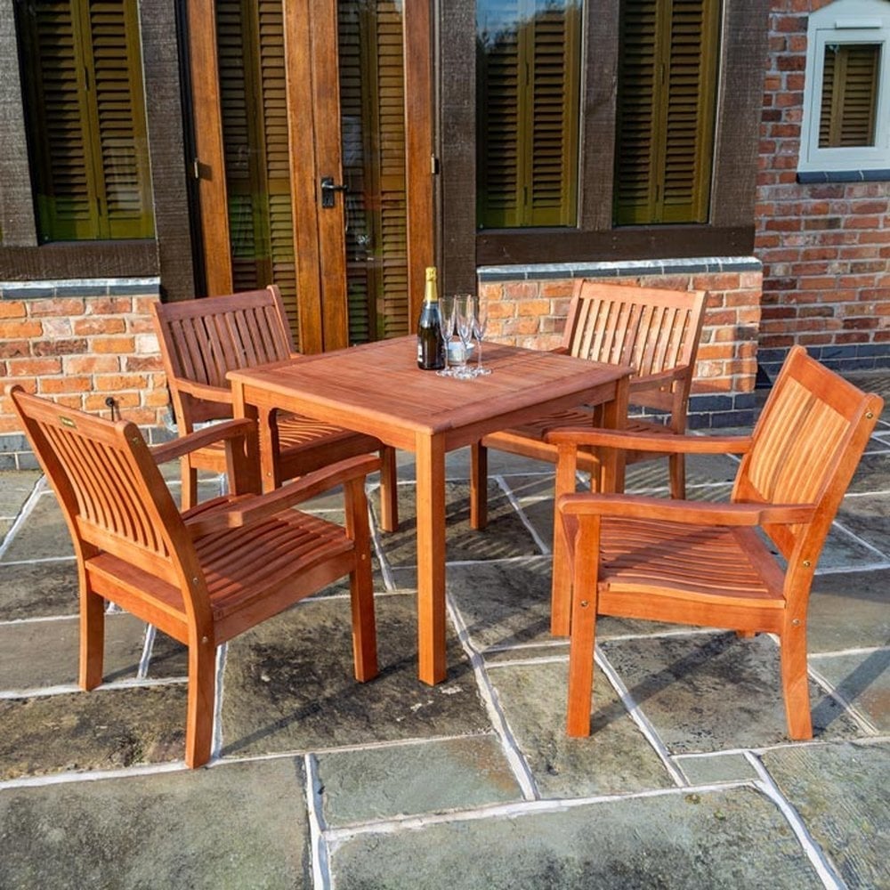 Walsall Wooden Garden Dining Set With 4 Chairs In Natural