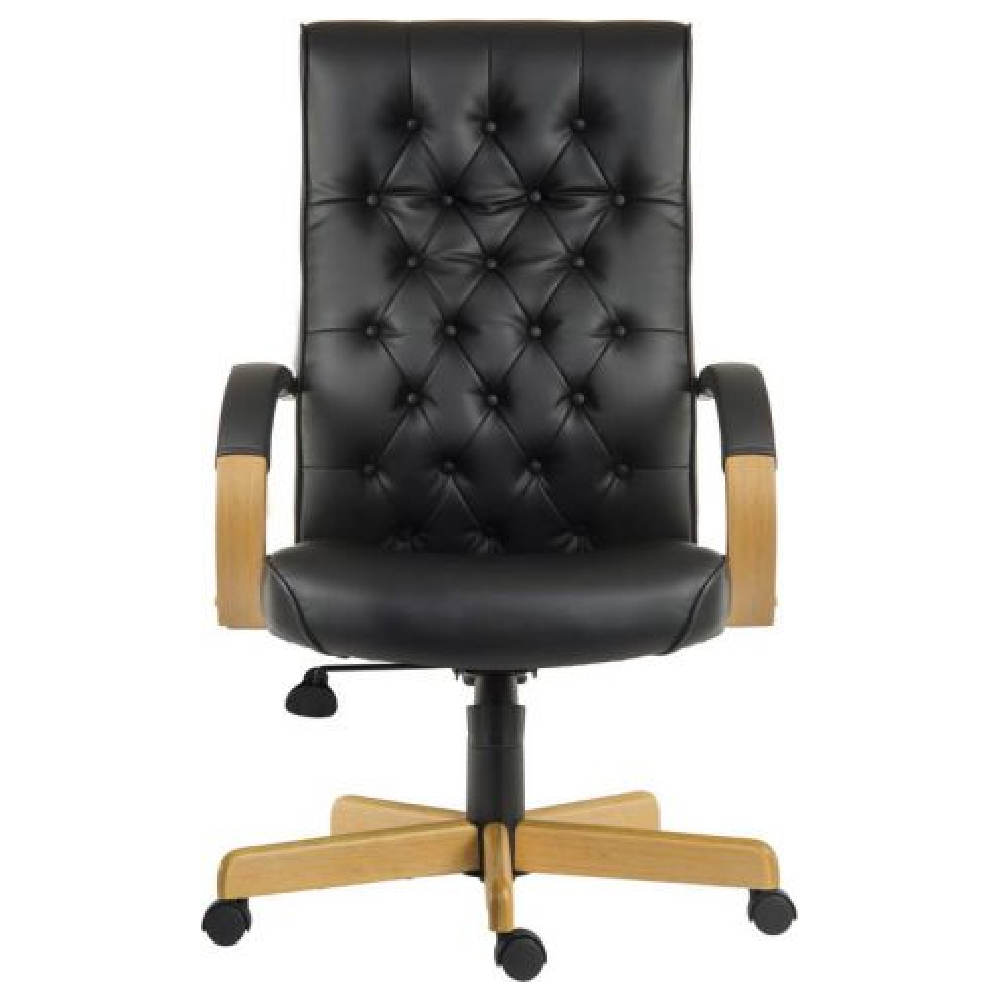 Waltham Leather Home And Office Chair In Oak And Black