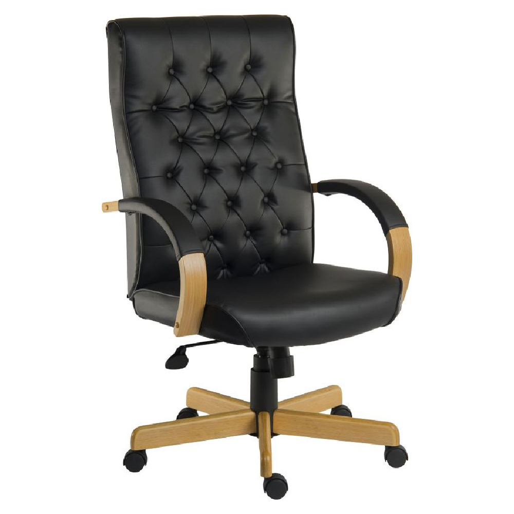 Read more about Waltham leather home and office chair in oak and black