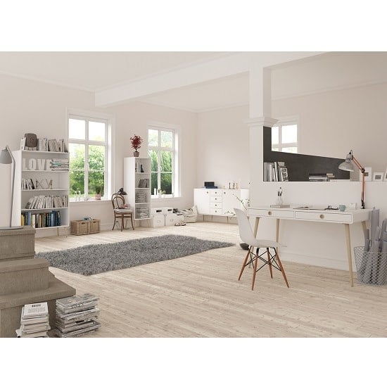 Softline Wide Wooden Laptop Desk In Off White With 2 Drawers_3
