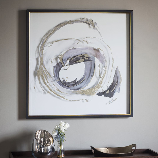 Product photograph of Wanda Whirlpool Framed Wall Art In Gold And Natural from Furniture in Fashion