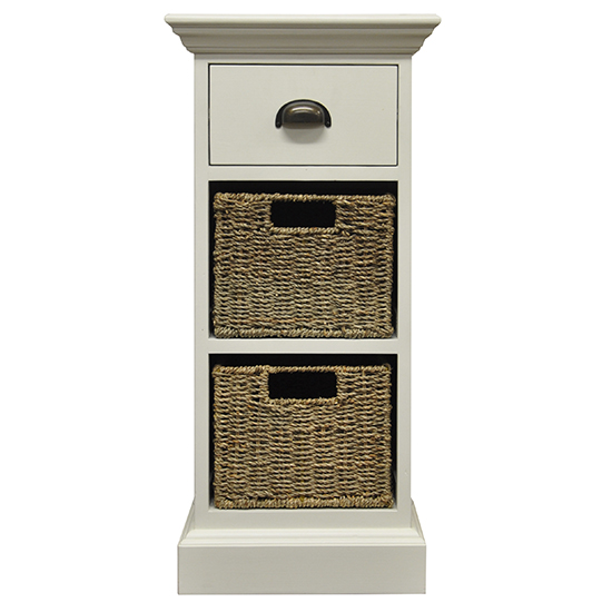 Wantagh 1 Drawer And 2 Baskets Side Table In Antique White