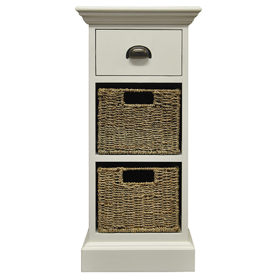 Product photograph of Wantagh 1 Drawer And 2 Baskets Side Table In Antique White from Furniture in Fashion