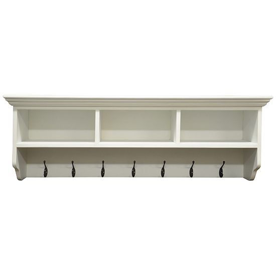 Product photograph of Wantagh 3 Shelves And 7 Hooks Coat Rack In Antique White from Furniture in Fashion